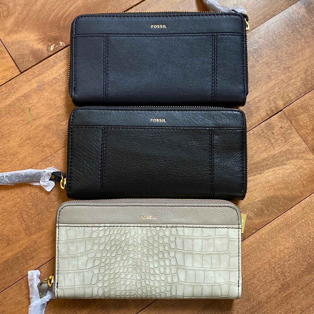 NWT Jori Zip Clutch /Wristlet Wallet RFID Protected Black, Navy Blue, Gray Croco